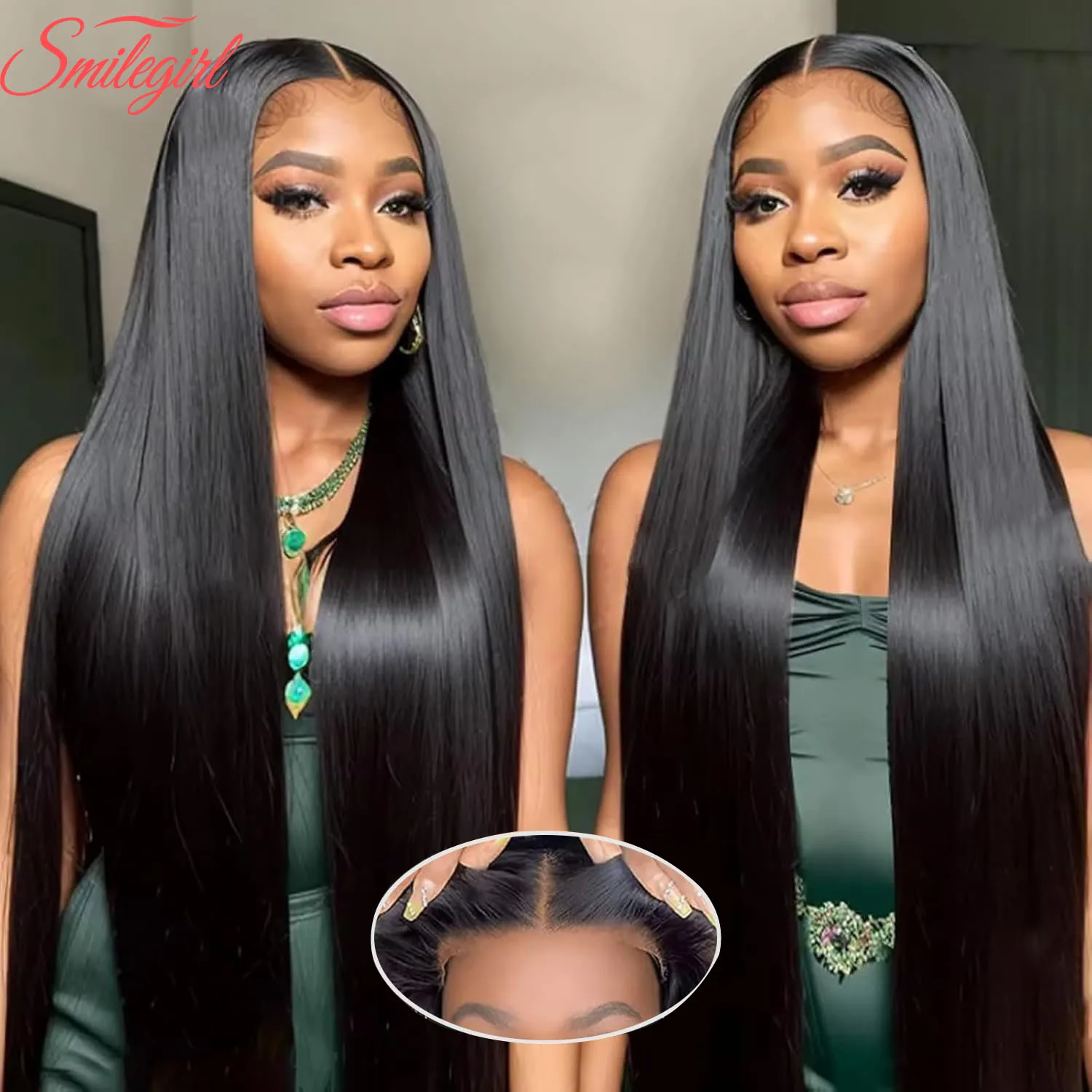 

30-дюймовые прямые парики из натуральных волос, предварительно вырезанные 5x5, бесклеевые, HD, прозрачный парик с кружевной застежкой, предварительно выщипанные, натуральный черный для чернокожих женщин