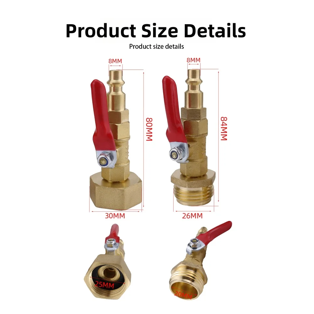 Brass RV Quick Connect Fitting with Ball Valve 1/4 Inch Male Thread for Water Line Isolation and Compressor-Assisted Winterizing