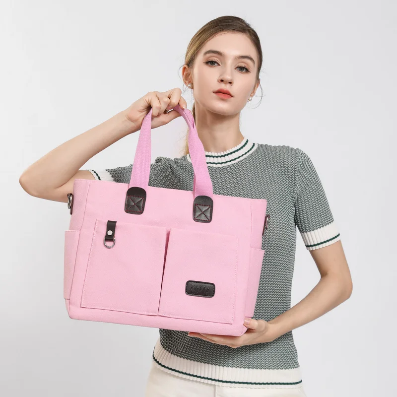 

Trendy Oversized Canvas Shoulder Bag for Women Lightweight Durable Work Tote with Laptop Sleeve Perfect as Travel Carryall Bag