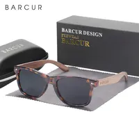 Gafas de Sol de madera natural BARCUR, gafas de sol polarizadas para hombre, gafas de sol de nogal negro, protección UV400
