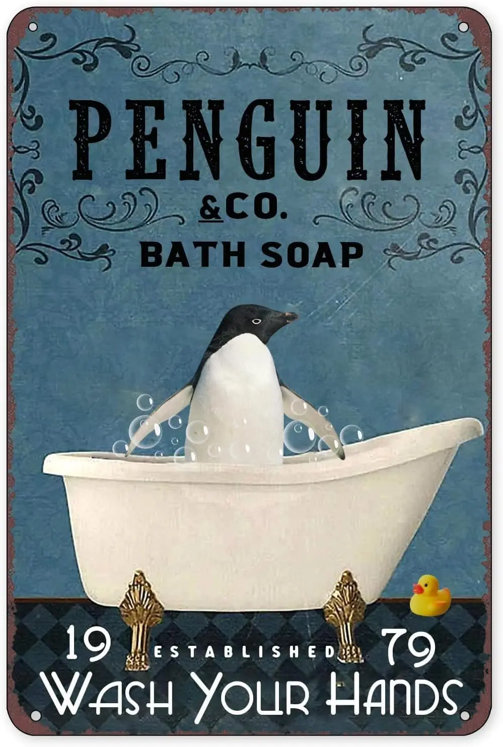 Penguins Wash You Hands Funny Tin Sign For Warning Sign Bar Restaurant Bedroom Bathroom Wall Decoration For Garage Store Cl sign