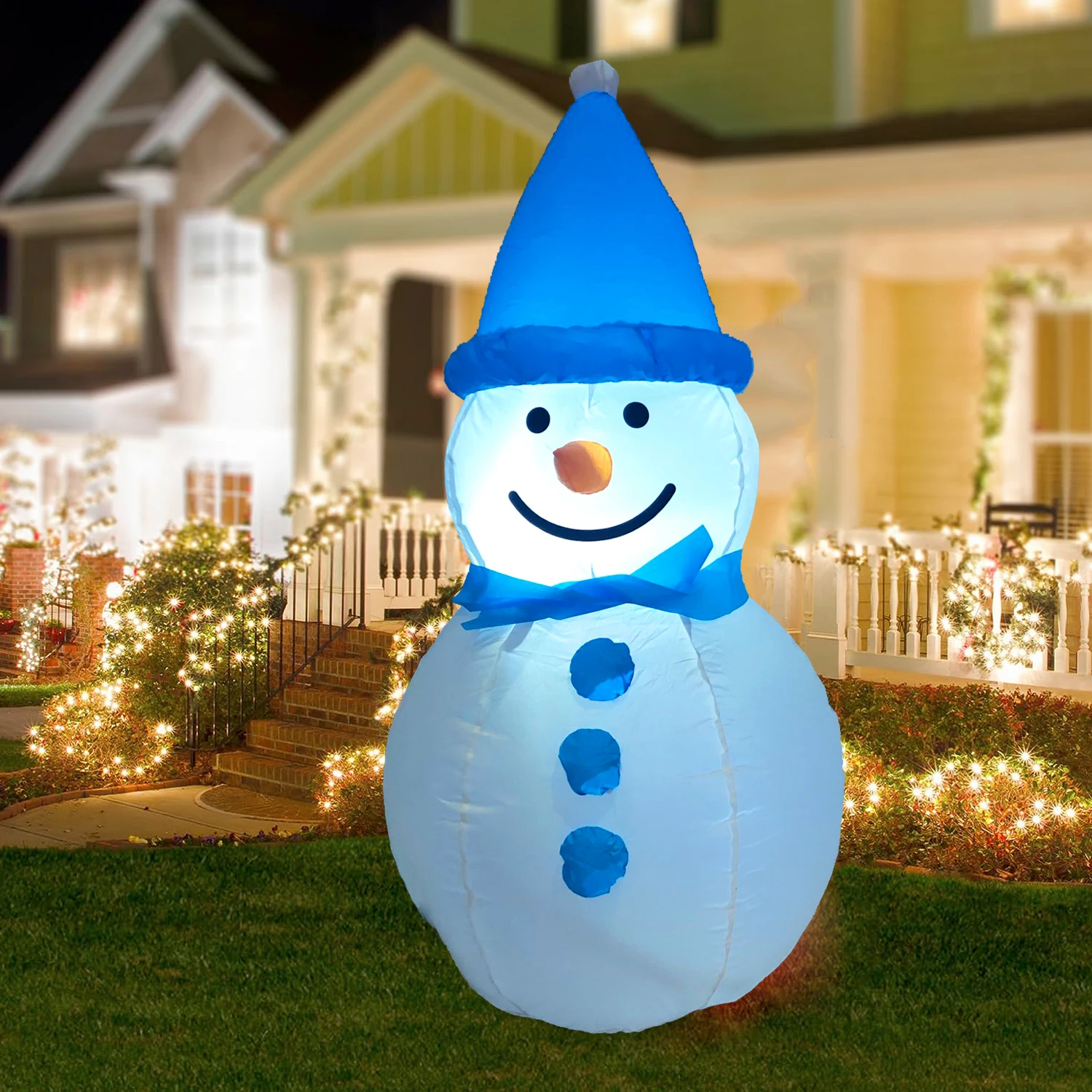 

Christmas Snowman Inflatable Toys 1m Blow Up Yard Decoration with Led Lights for Garden Lawn Outdoor Indoor New Year Party Decor