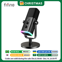 FIFINE USB/XLR Dynamic Microphone with Touch Mute Button,Headphone jack,I/O Controls,for PC PS5/4 mixer,Gaming MIC Ampligame AM8
