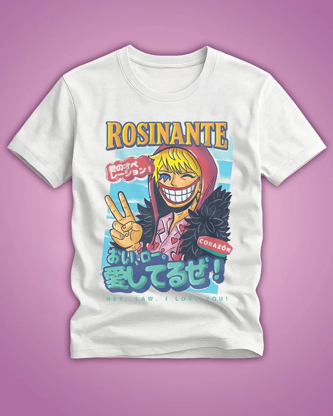 2026 Sommer One Piece Anime Rosínante / Corazon Bedrucktes Lockeres Kurzarm-T-Shirt aus Reiner Baumwolle für Kinder Trendiges Unisex Freizeit-Shirt