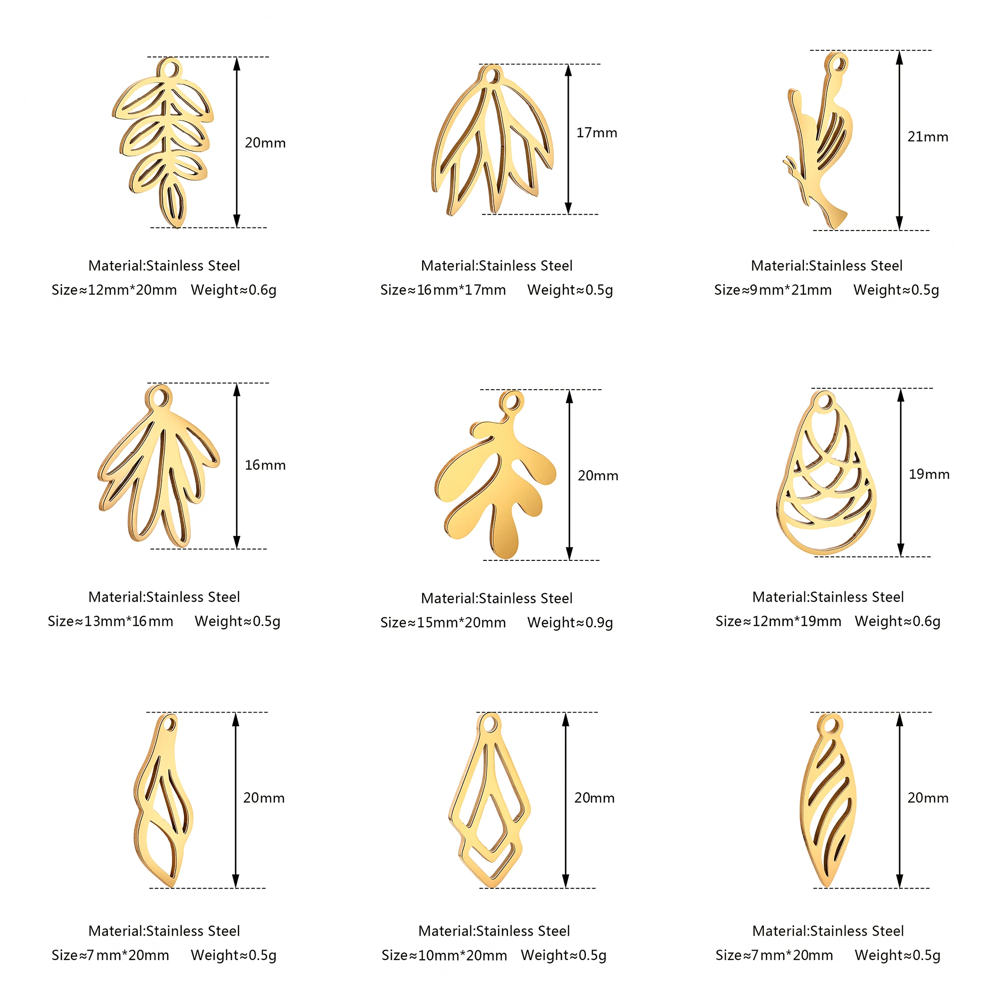 5pcs Stainless Steel Geometry Charms Tree Leaf＆Feather＆Butterfly Pendant For Making Earrings DIY Jewelry Accessories Wholesale