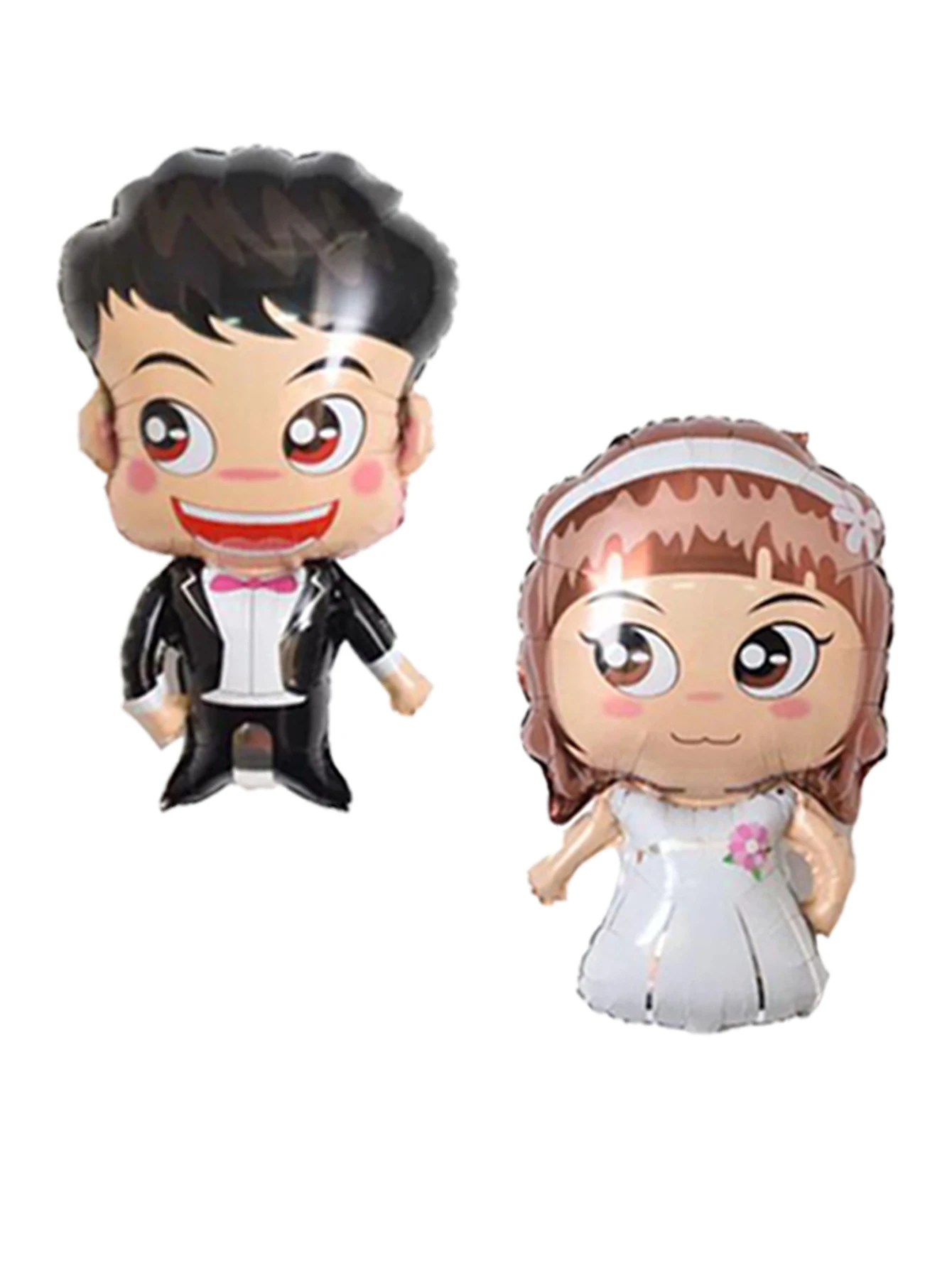 2pcs Cartoon Bride Bridegroom Balloons Boy Girl Balloon Birthday Engagement Wedding Decorations Valentine's Day Decor