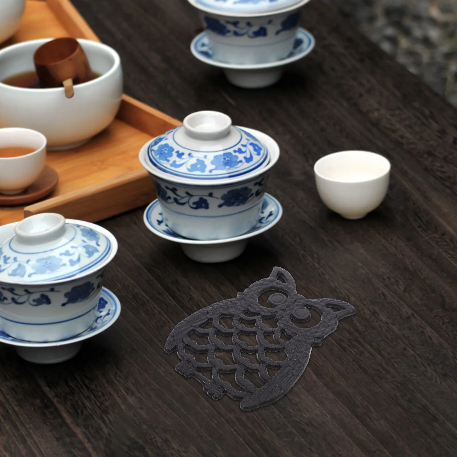 Owl Shaped Cast Iron Trivet Decorative Heat Insulating Pot Holder for Kitchen Dining Table Countertop Non Slip Trivets for Hot