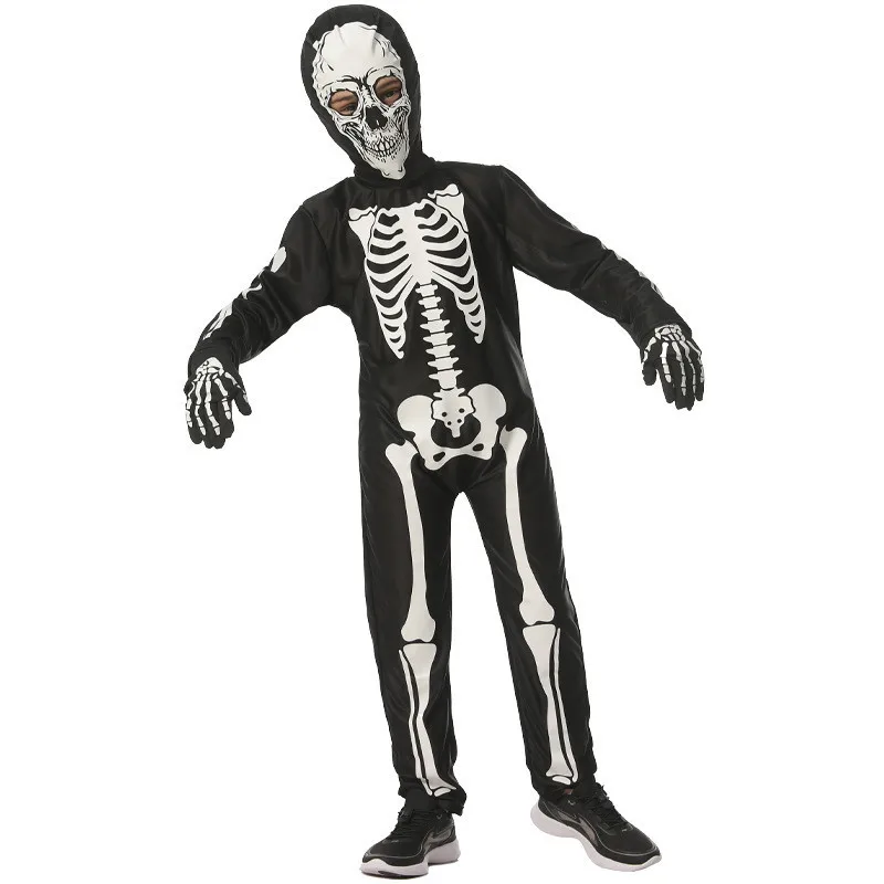 Esqueleto Halloween Cosplay Costumes para crianças, macacão de terror, brilho no escuro, zumbis, festa da caveira, carnaval, Purim, crianças