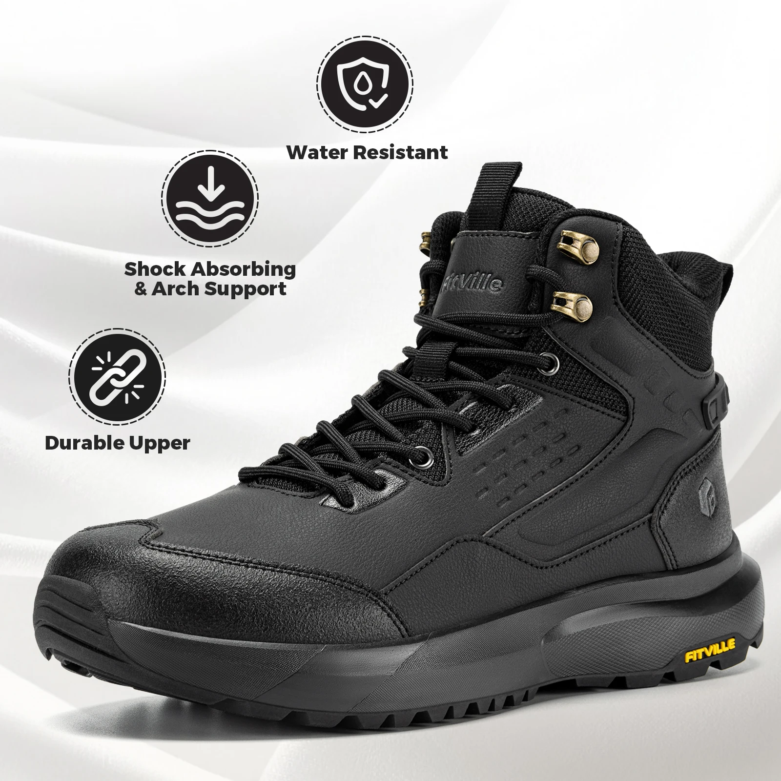 FitVille Men's Boots Water Resistant Extra Wide Toe High-top Hiking Shoes for Men Non-Slip Outdoor Tactical Combat Military Boot image 2