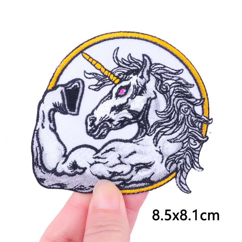 GYM MODE Embroidery Patch Iron On Patches For Clothing Thermoadhesive Patches For Jackets Clothes DIY Punk Animal Fusible Patch