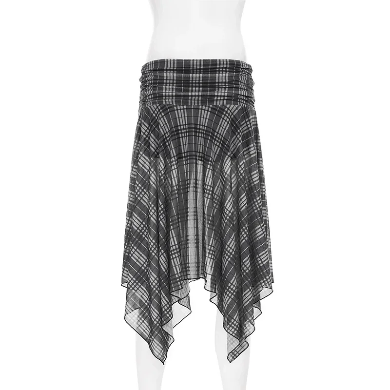 Jupe à carreaux Vintage pour femmes, Sexy, taille basse, courte, irrégulière, Y2k, Streetwear, esthétique Harajuku, été