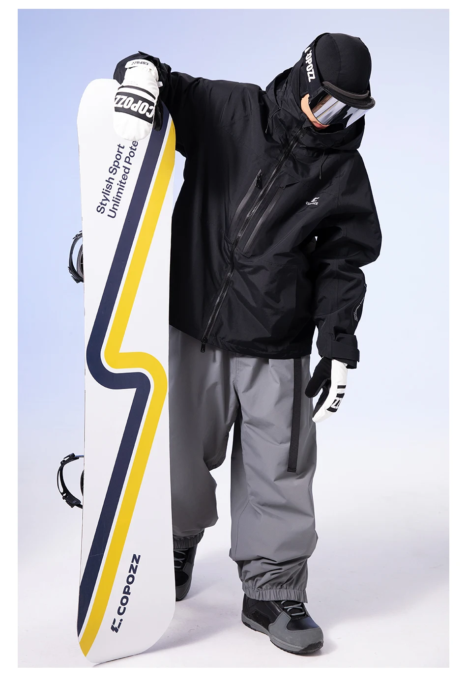 COPOZZ Verdickte 3L Skijacke für Herren und Damen, winddicht, wasserdicht, Winter-Ski-Mantel, Skibekleidung, einfarbig, mit Kapuze, warmer Snowboard-Skianzug – Detail 19