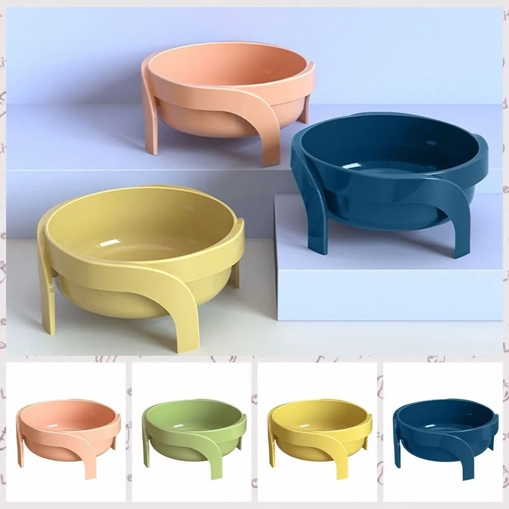 New Plastic High Legged Cat Bowl Large Capacity Anti-slip Raised Neck Protection Bowl Anti Overturning Sturdy Pet Bowl