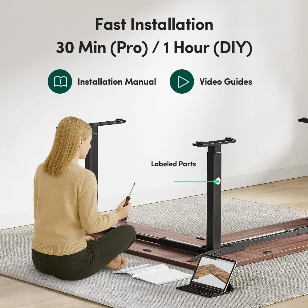 Mesa de pé em forma de L 75x63 L, mesa elétrica em forma de L com altura ajustável, adequada para escritório doméstico
