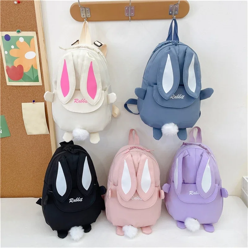 Cute Rabbit Young Girl School Backpack Female Large Capacity Kawaii Back Pack Mochila Pink Women Bagpack Nylon Cartoon Schoolbag