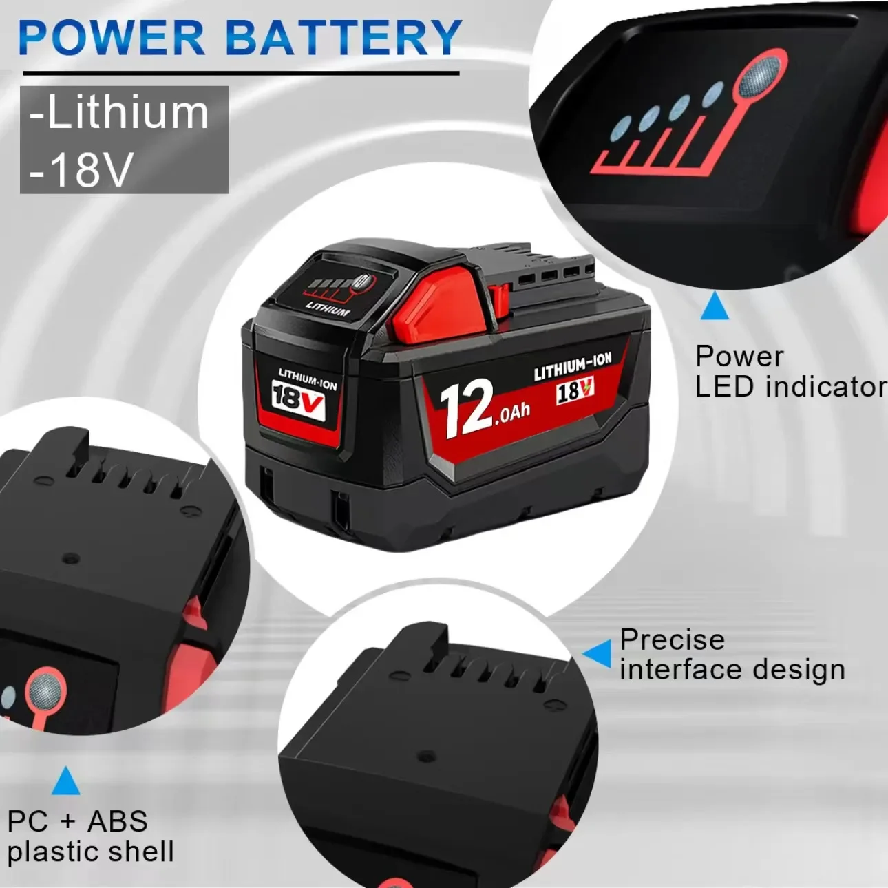 Original Milwaukee M18 12.0Ah High-capacity Lithium Battery 48-11-1860 48-11-1850 48-11-1840 48-11-1820 Rechargeable Battery