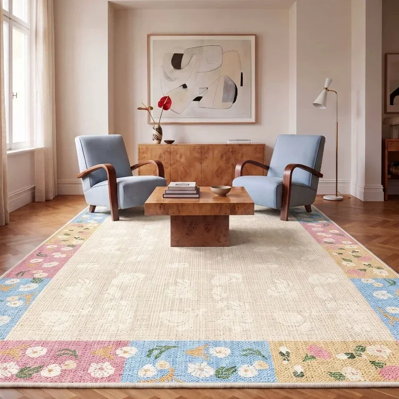 Dopamine Color Bedroom Decor Flower Pattern Carpet Large Area Carpets for Living Room Home Fluffy Soft Floor Mat Thick Plush Rug