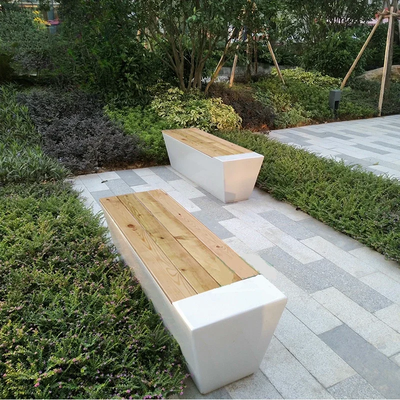 

FRP leisure seat outdoor anti-corrosion solid wood bench public area shopping mall rest bench