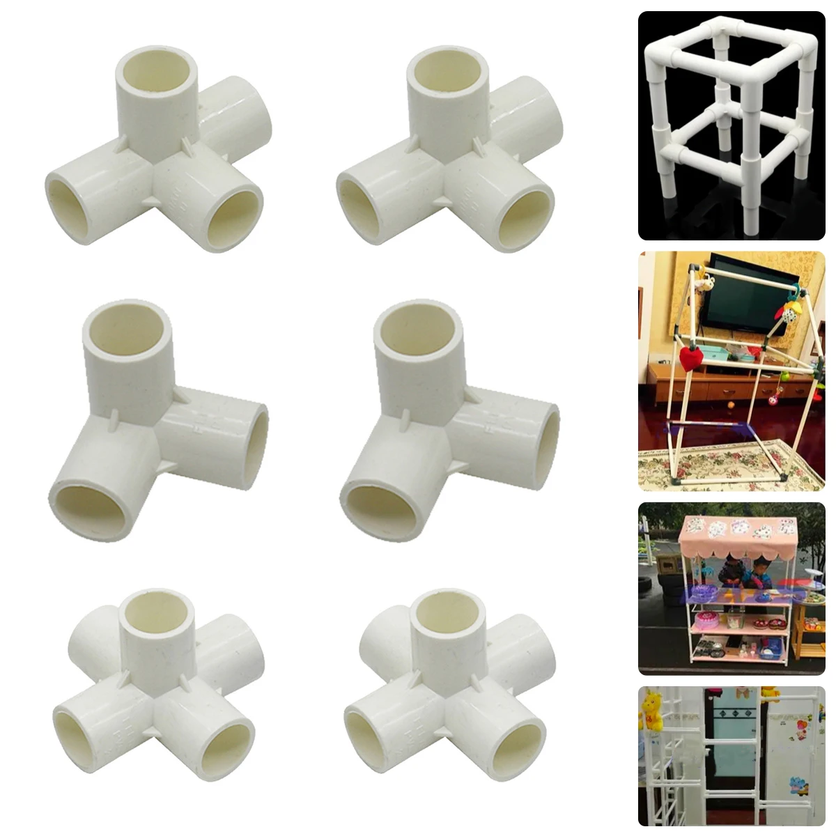 Stereoscopic 3-way 4-way 5-way Water Pipe Connector Diameter 20mm 25mm 32mm PVC Garden Irrigation DIY Shelf Pipe Fittings 3Pcs