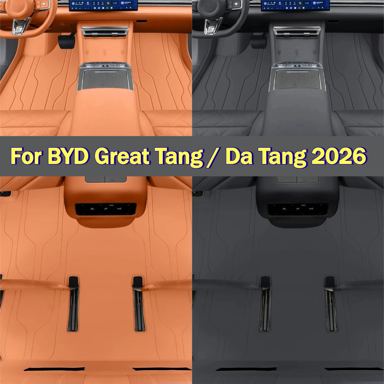 For BYD Great Tang / Da Tang 2026 Car Floor Mats Full-Coverage Leather Non-Slip and Wear-Resistant Foot Carpets Accessories