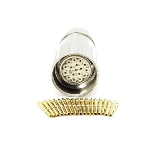 M23 17 Pin Female Circular Connector, Straight Cable Plug, Metal Joint, Shielded Design for Industrial Signal Applications