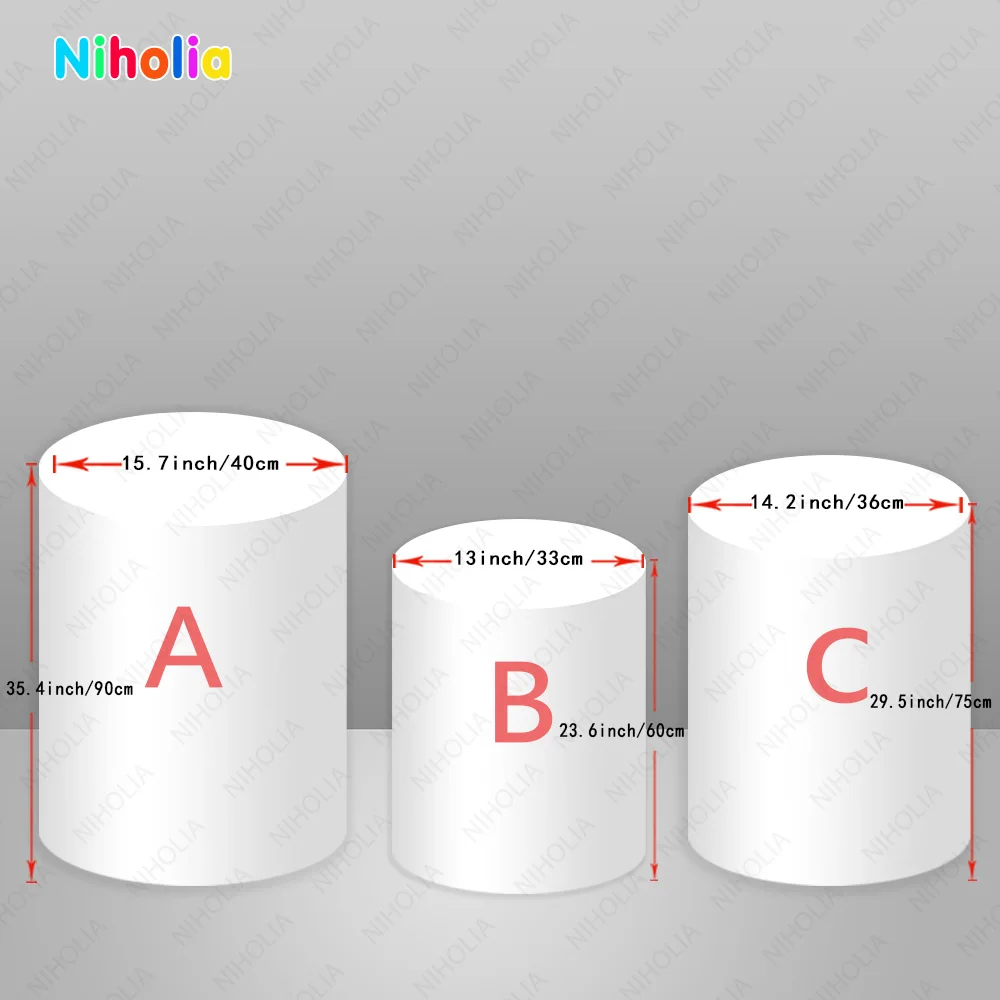 NIHOLIA Custom Round Circle Backdrop Photography Background Vinyl Polyester Cylinder Covers Elastic Birthday Party Baby Shower