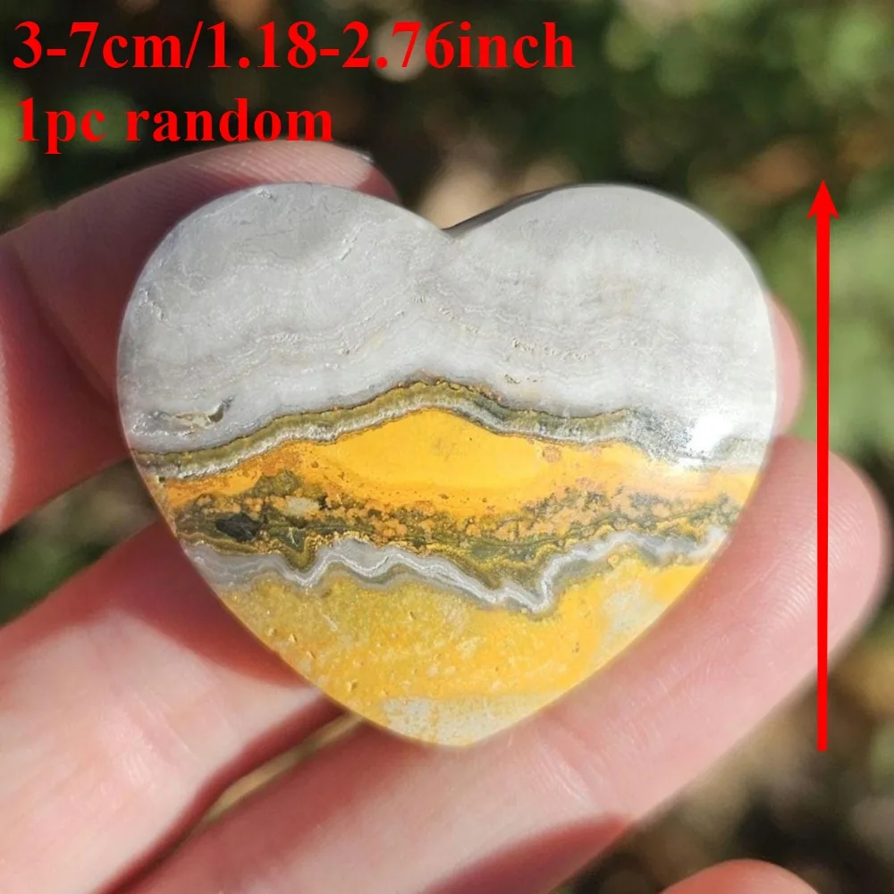 Natural Bumble Bee Jasper Heart, Polished Surface, Home or Desk Decor, Collector's Gifts, Holiday Gifts, Yellow Jasper Crystal