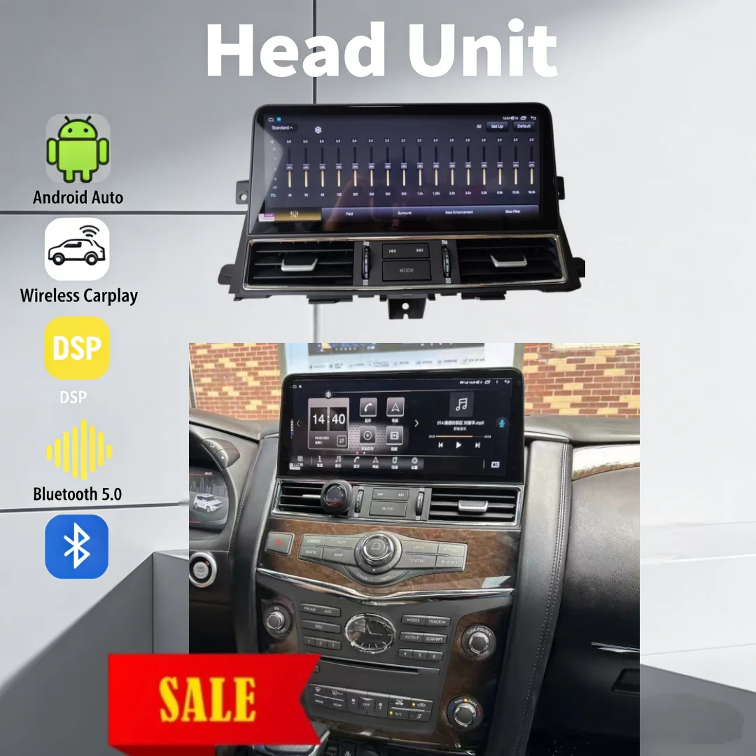 For Nissan Patrol Armada Y62 Infiniti QX80 QX56 2010-2023 Android 14 Car Multimedia Video Player Radio GPS Navig 4G WiFi CarPlay