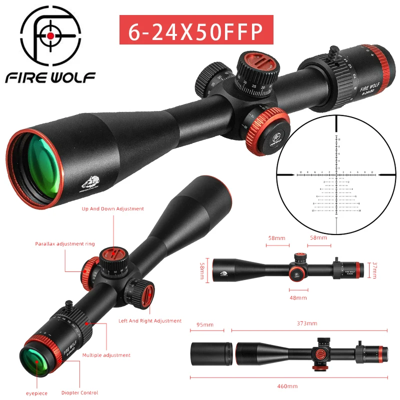 

FIRE WOLF QZ 6-24X50 FFP Hunting Optical sight Sniper Riflescope Tactical Airsoft accessories Spotting scope for rifle hunting