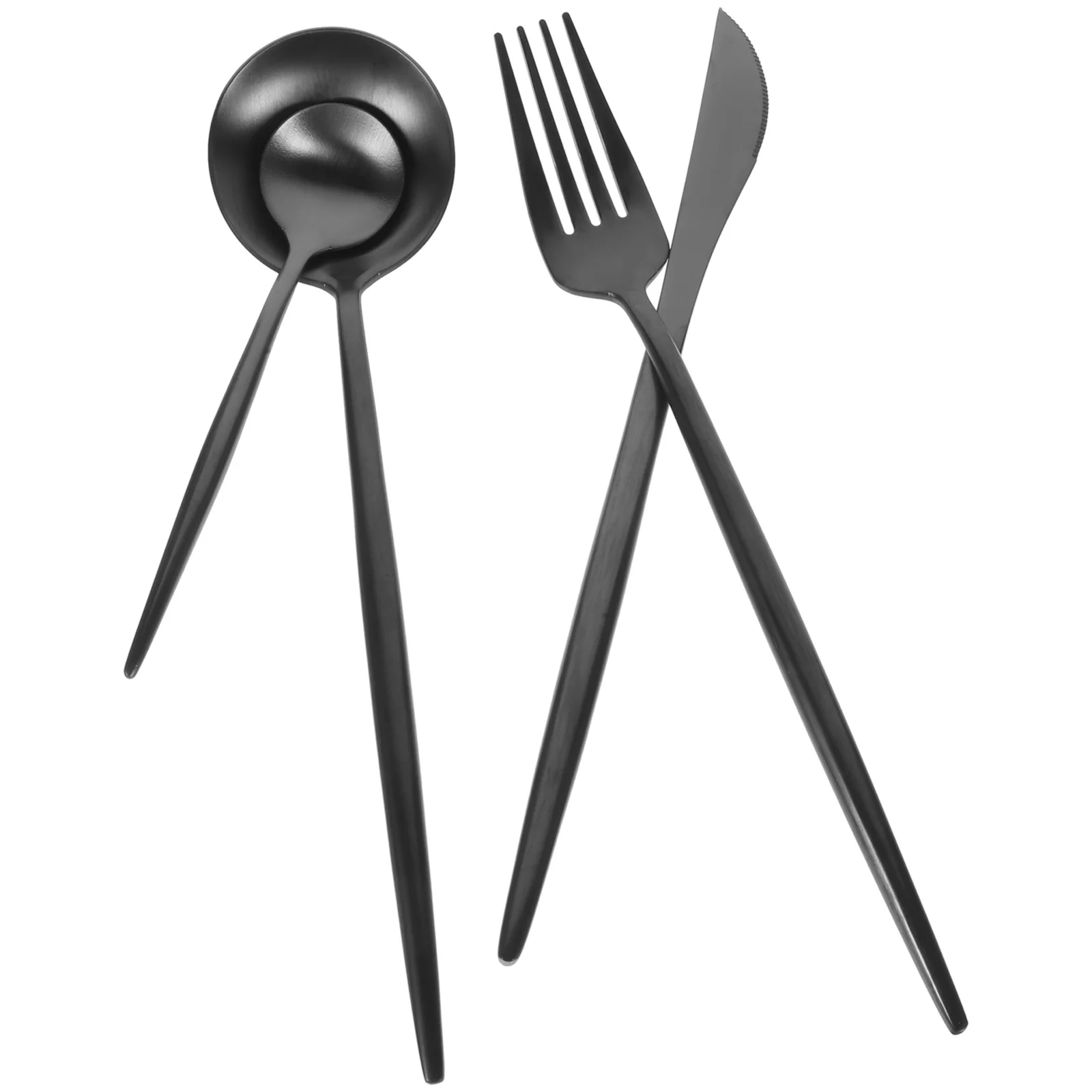 

Small Spoons Silverware Stainless Steel Cutlery Set Fork Black Kitchen Utensils
