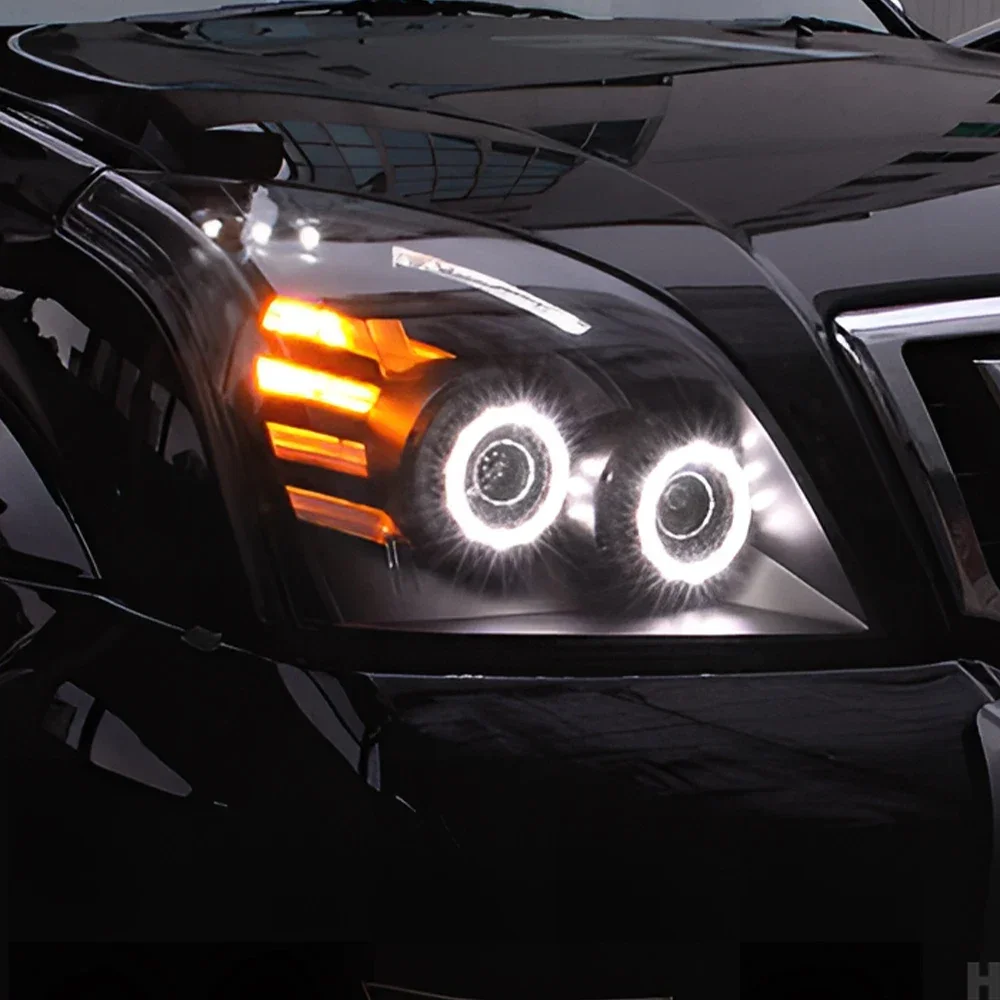 Modified Car Front Lamps Assembly For Toyota Prado 2004-2009 LED Auto Headlight Angel Eyes Style Projector Lens Accessories