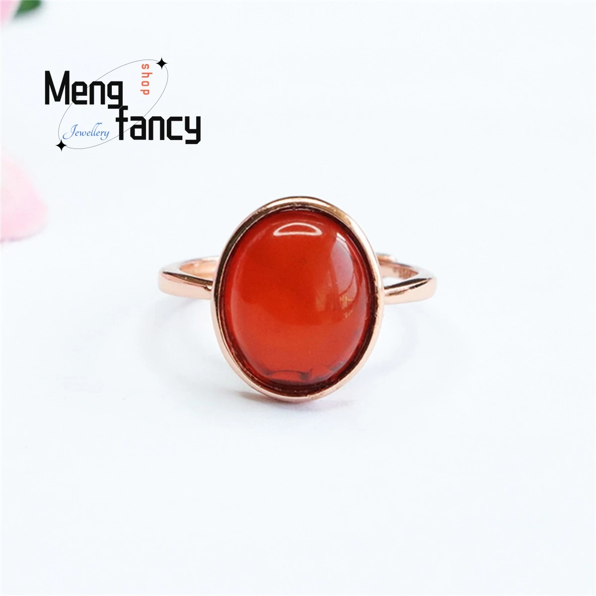 

Natural S925 Silver Inlaid Water Purifying Amber Egg Face Ring Simple Elegant Personalized Fashion Versatile Exquisite Jewelry