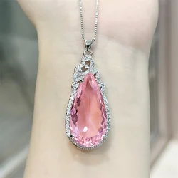 Shiny Crystal Water Drop Pendant Necklace For Lady Wedding Accessories Trendy Silver 925 Necklace Women Jewelry Full Stones