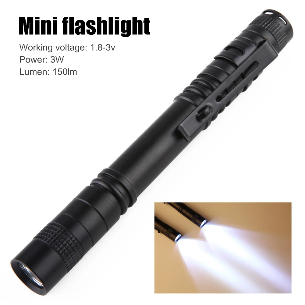 LED Flashlights Waterproof Mini Portable XPE R3 Flashlight Portable Maintenance LED Clip Pen Light for Camping Hiking