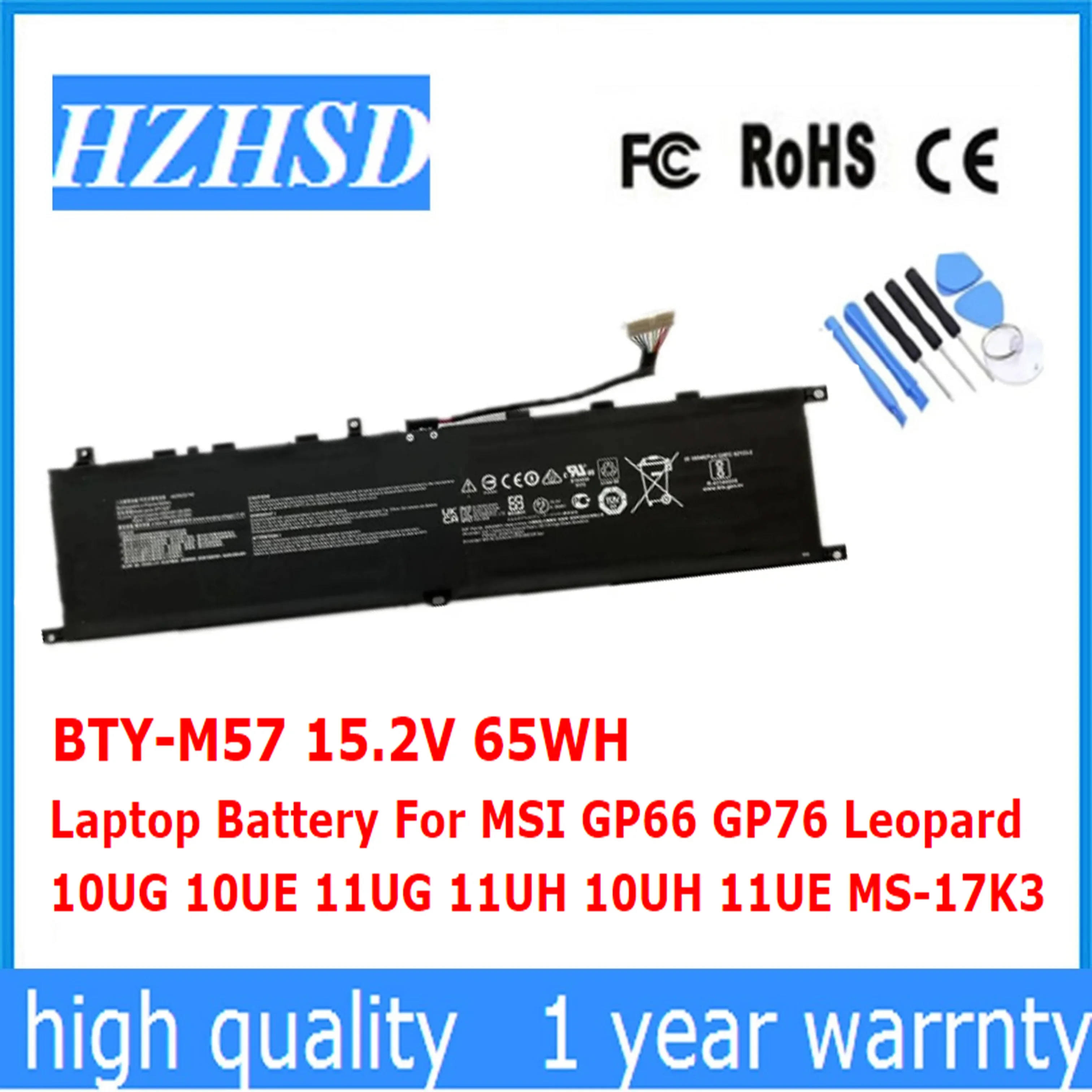 

BTY-M57 15.2V 65WH Laptop Battery For MSI GP66 GP76 Leopard 10UG 10UE 11UG 11UH 10UH 11UE MS-17K3