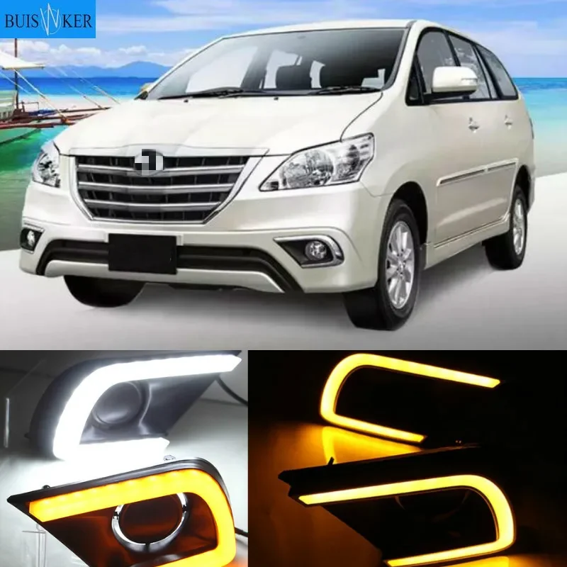 

1 set For Toyota INNOVA 2013 2014 2015 with trunning Yellow Signal DRL LED Daytime Running Light Led fog lamp cover