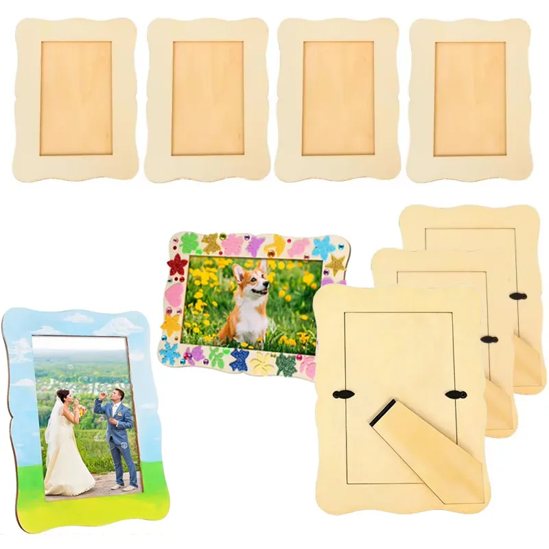 1-20PCS Blank Wooden Postcard Frame Stand for DIY Painting Custom Photo Display Home Decor Wedding Table Centerpiece Holder