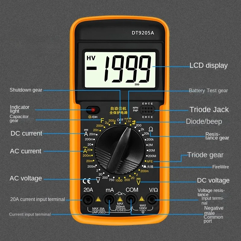 New Handheld Electronic Digital Display Multimeter High Precision Digital Intelligent Anti-Burn Electrical Tools Fall prevention