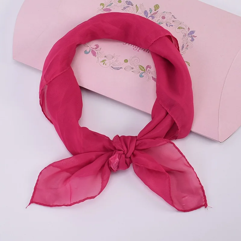 Women 65x65CM Fashion Casual Monochrome Handkerchief Lightweight And Soft Chiffon Scarf Party Gift