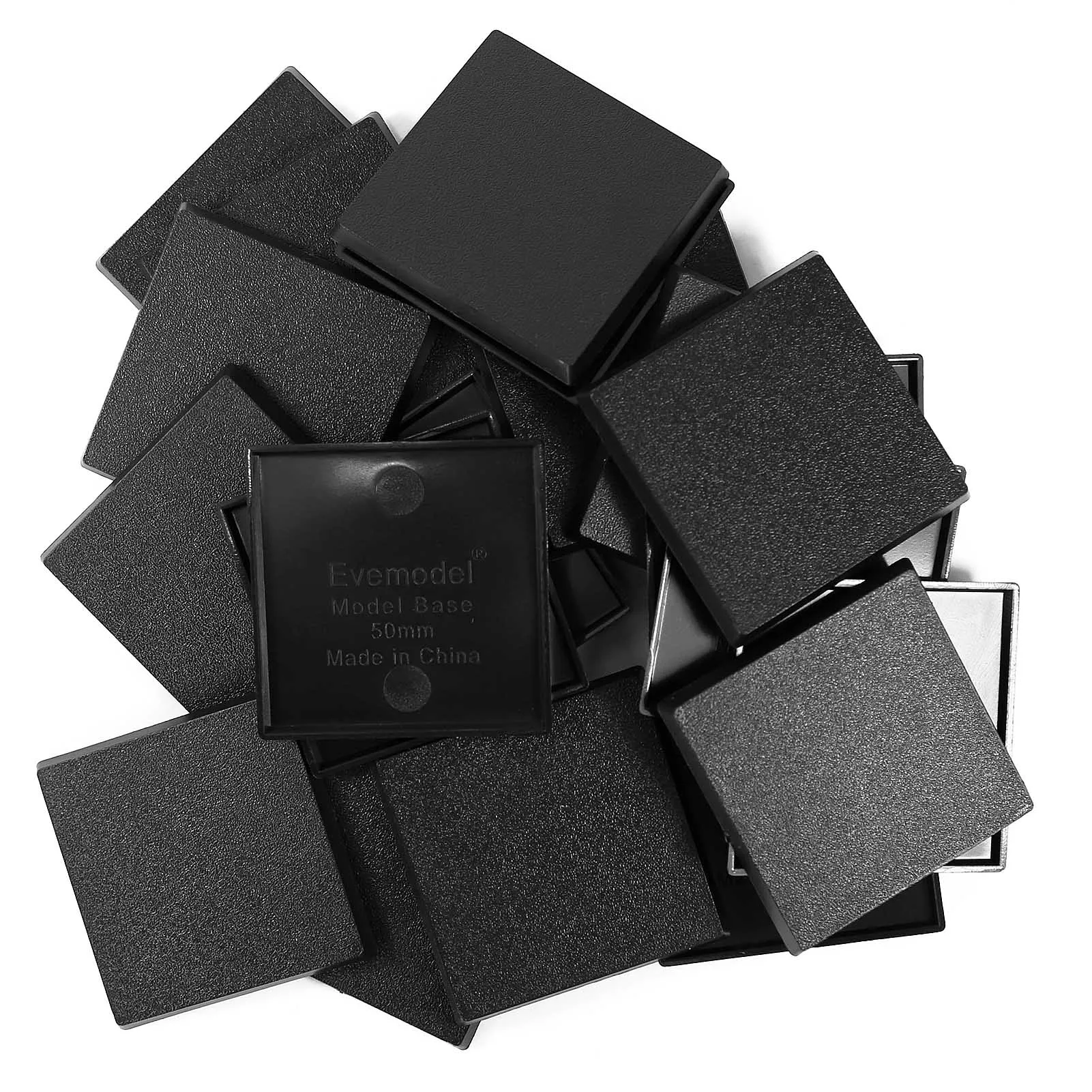 Evemodel 40pcs 50mm Square Bases Plastic Black Miniature for Wargames MB1050