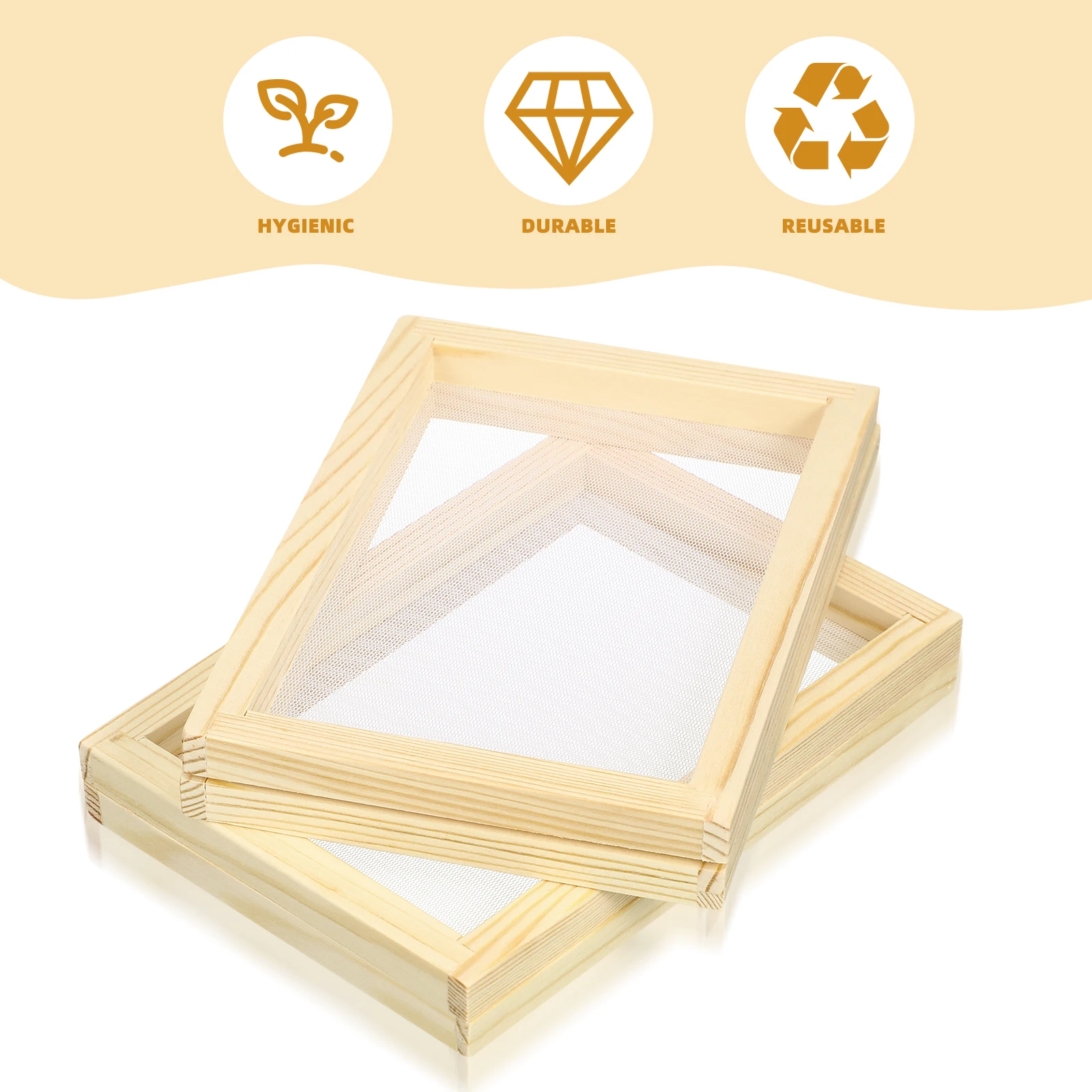

2Pcs Wood Art Picture Frame Material Package Paper Making Tool Kids Present Craft Frame Set Wooden Screen Kit Mold Decor