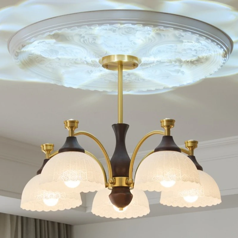 French Vintage Style Glass Chandelier for Parlor Hotel Lobby Household Decoration Book Reading Light Concealed Mounted Ornaments
