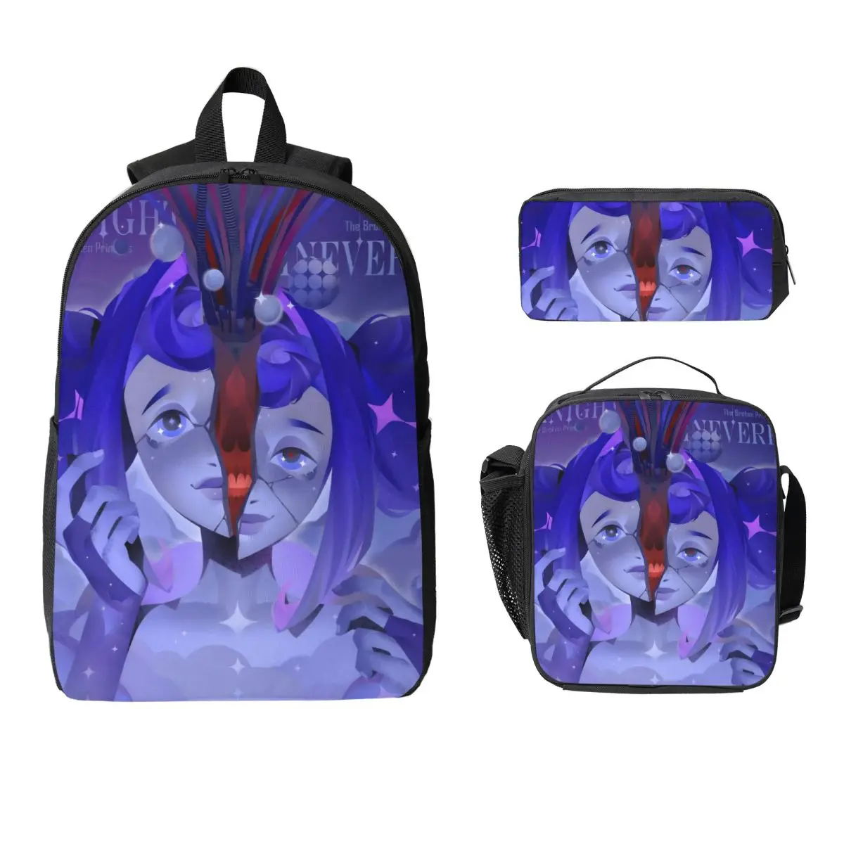 3Pcs K-Knights Of Guinevere Backpack Set for Girls Boys Pen Bags Bookbag Sets with Lunch Box For School Students Daypack