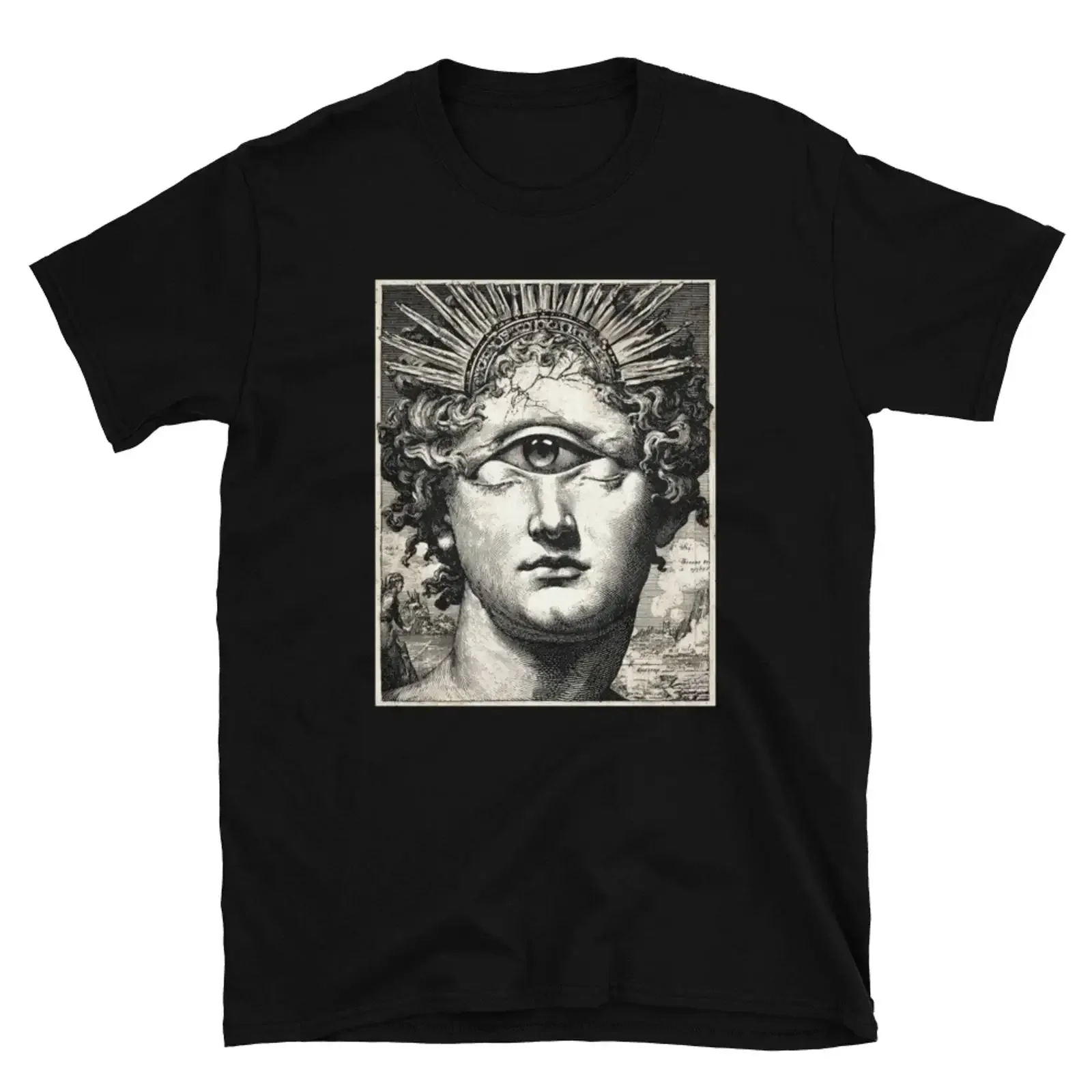 All Seeing Eye Sun God Vintage Engraving Gothic Mythology T Shirt vintage Washed Casual Versatile graphic fashion Soft homme