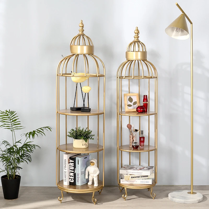 Nordic Living Room Bird Cage Plant Shelf Simple Balcony Floor Flower Stands Dormitory Multi-layer Bookcase Bedroom Storage Racks