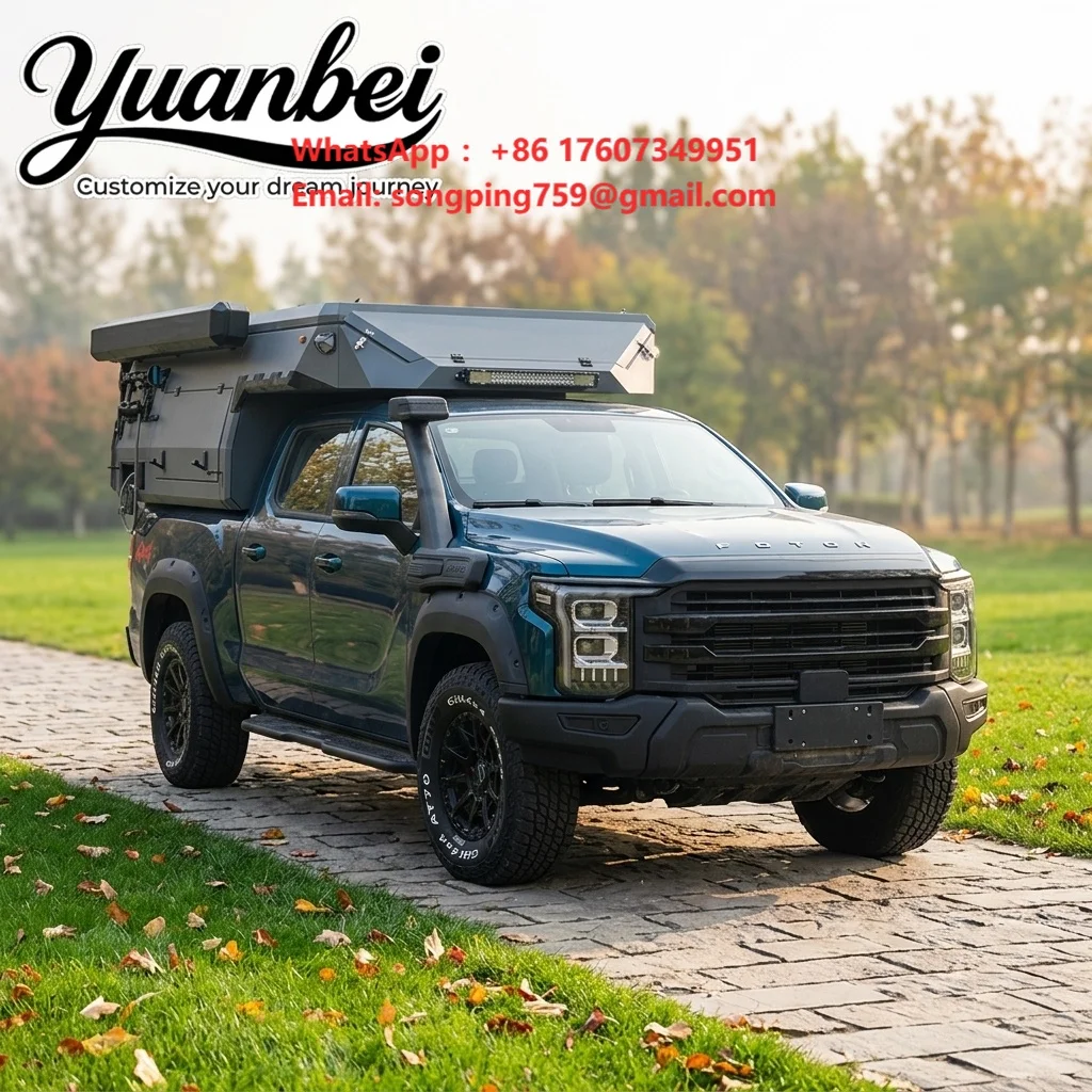 Hard Shell Metal Adventure Truck Canopy Bespoke Pickup Travel Box with Side Awning Easy Detachable for 4WD Adventure
