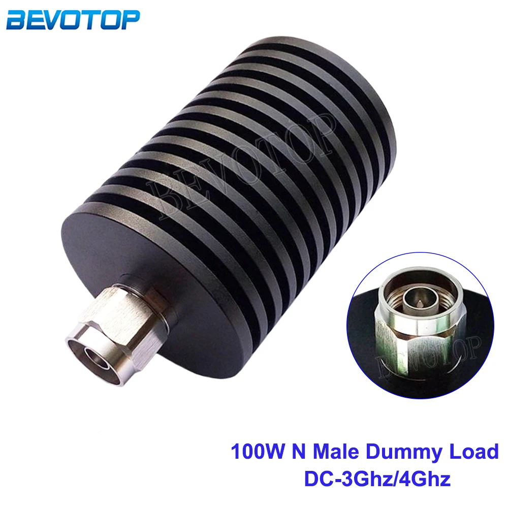 100W 3Ghz/4Ghz N Male Plug Connector RF Coaxial Termination Dummy Load SWRSWR＜1.20 50ohm Nickel Plated RF Accessories
