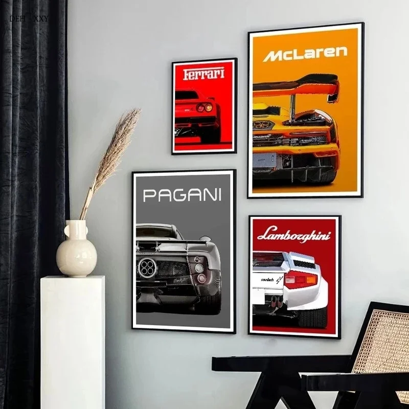 Cool Supercar Racing Car Posters Prints Canvas Painting Wall Art Pictures for Home Bar Wall Decoration Unframed