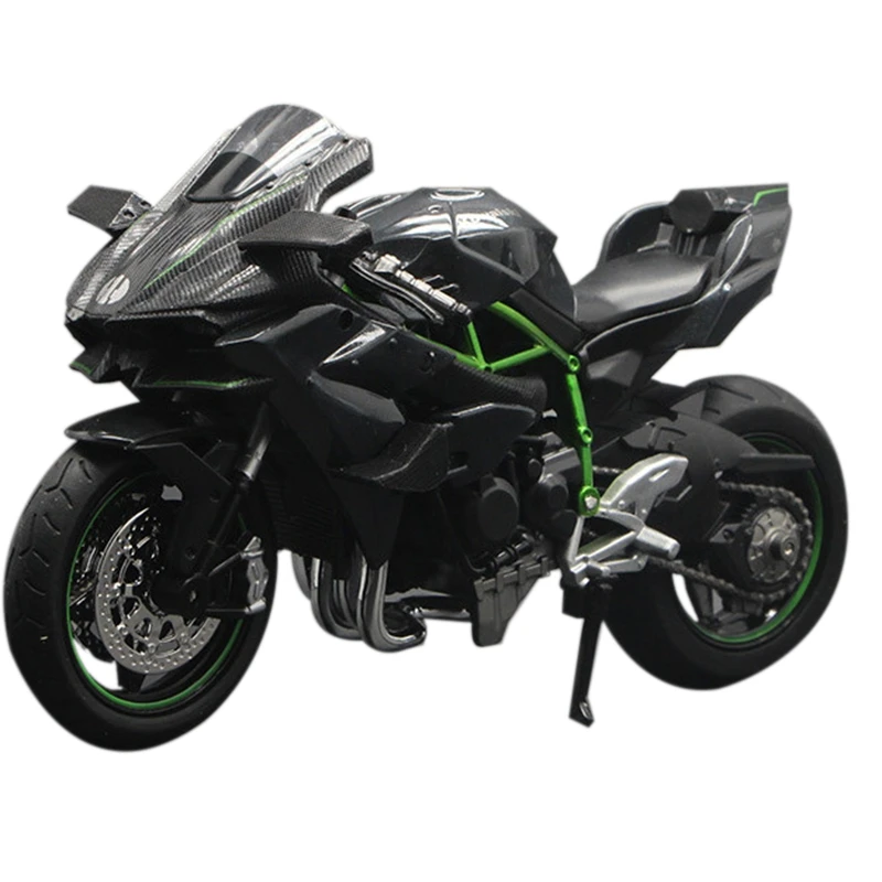 1:12 H2 R motocicleta modelo de liga fundida brinquedo preto Ninja H2R moto coleção destacável preto