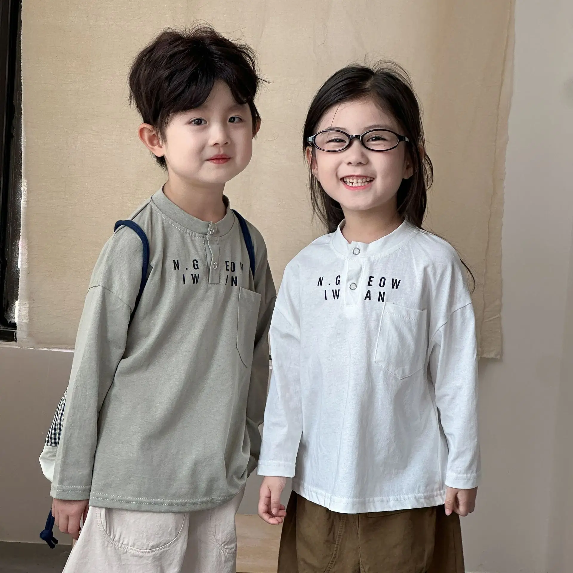 

2025 New Children's Long Sleeved T-Shirt Autumn Loose Children's Clothing Base Shirt Baby Top